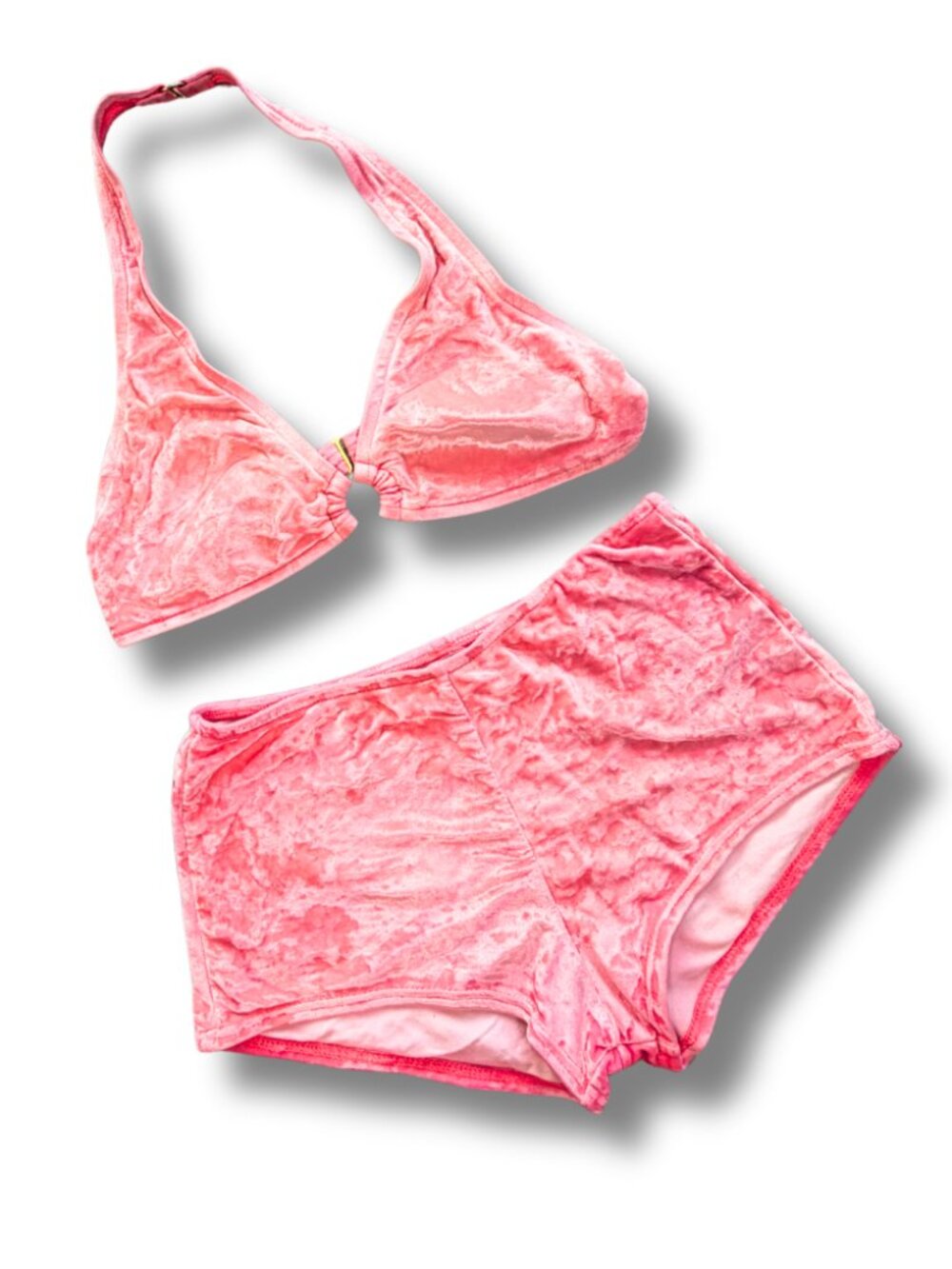 Vintage Electric Beach by Jantzen Pink Velvet Bikini Set | Y2K 2 Piece Swim